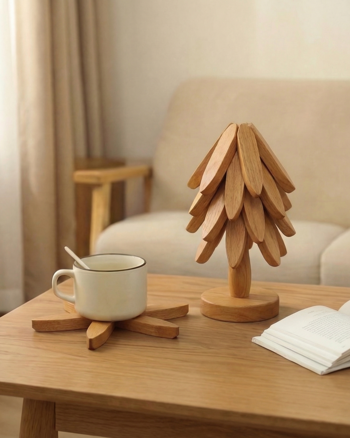 Massief Houten Onderzetters Set | - Maison Roze