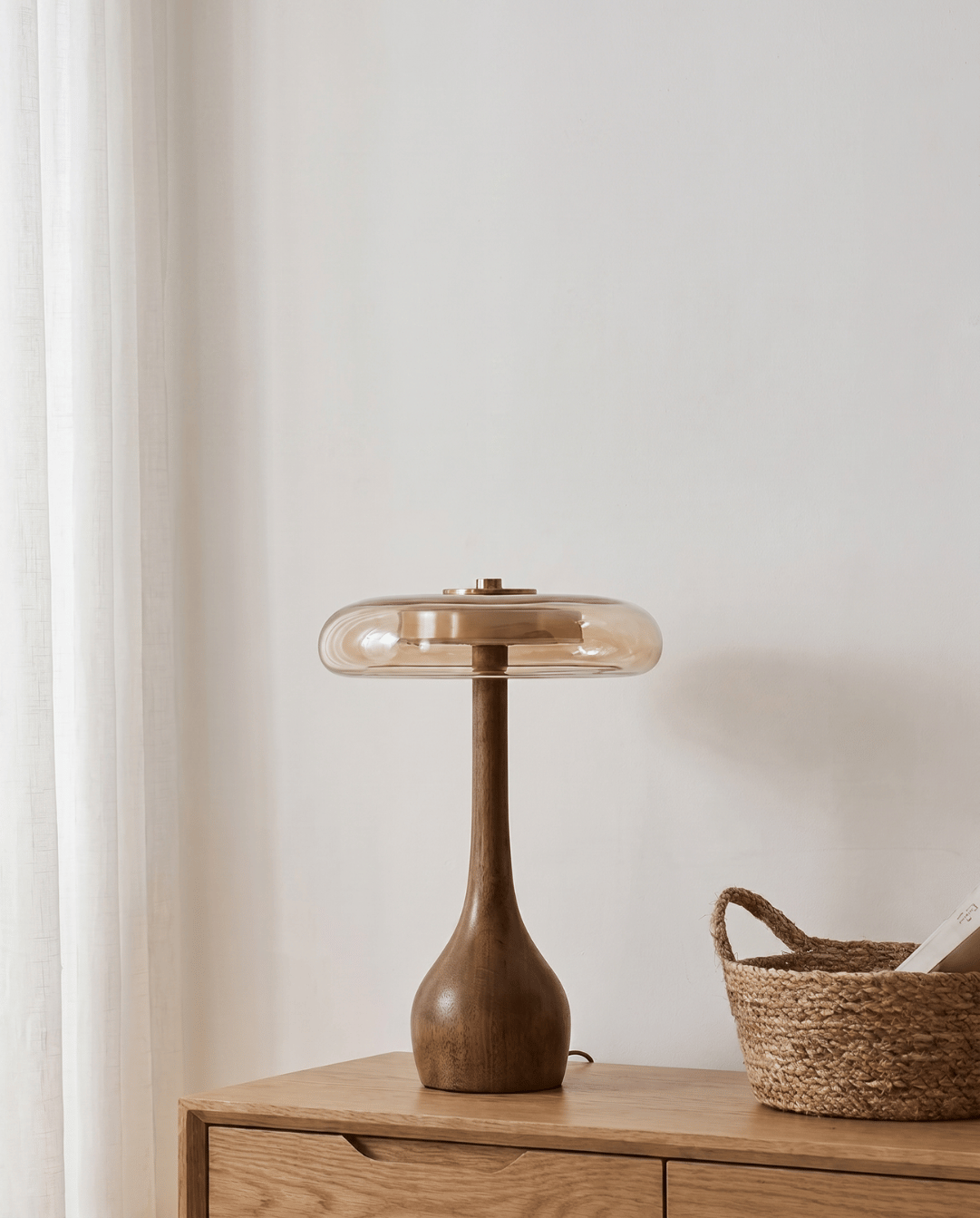 Designer Tafellamp Hout Met Transparante Kap | - Maison Roze