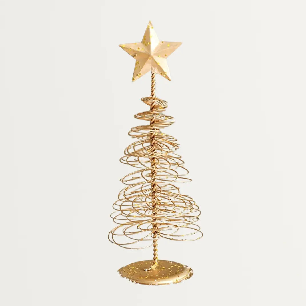 Vintage Gouden Ijzeren Kerstbomen – Minimalistische Scandinavische Tafeldecoratie