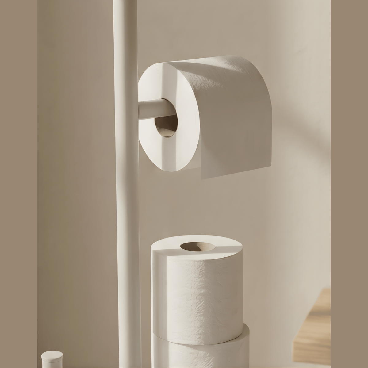 Toiletrolhouder Vrijstaand met Opbergruimte – Minimalistische Toiletpapierhouder Maison Roze