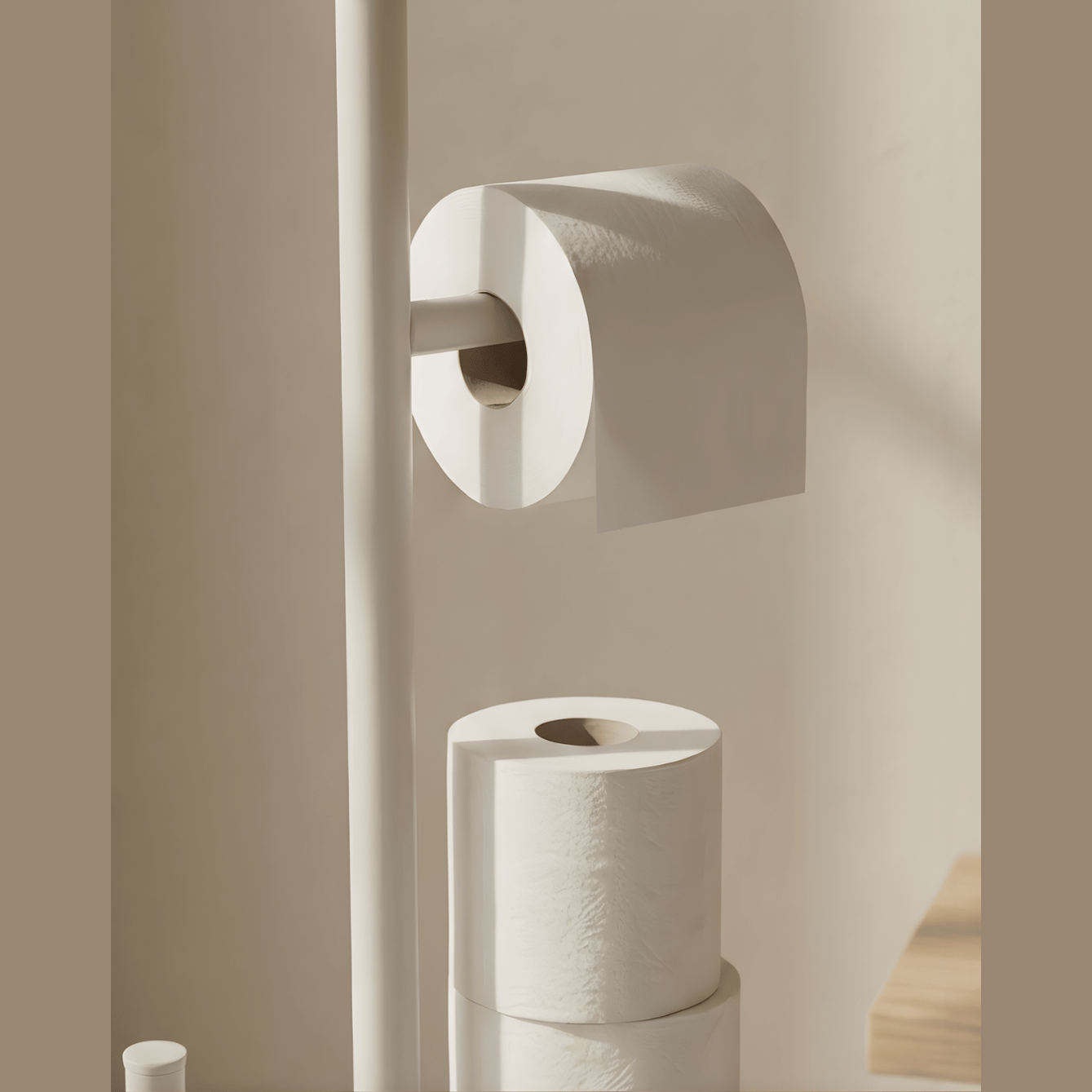 Toiletrolhouder Vrijstaand met Opbergruimte – Minimalistische Toiletpapierhouder Maison Roze