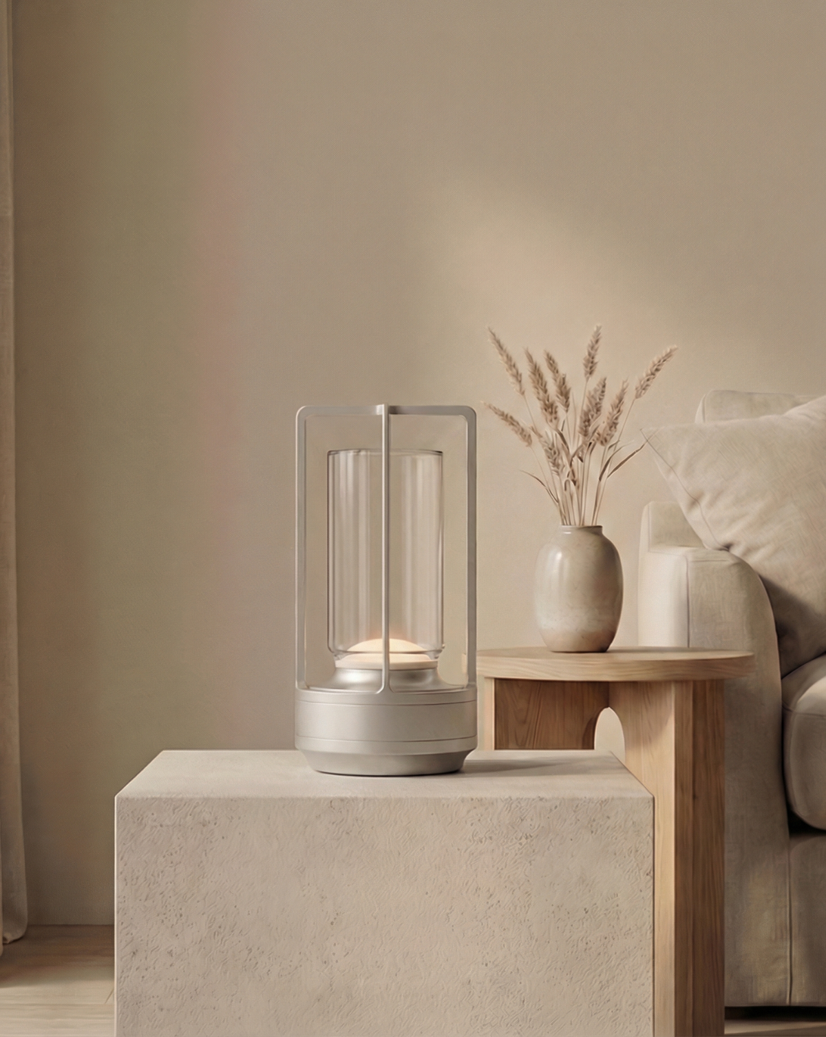 Minimalistische Kristallen LED-Tafellamp 17,5cm – USB-Oplaadbaar – Aluminium Voet | Zilver - Maison Roze