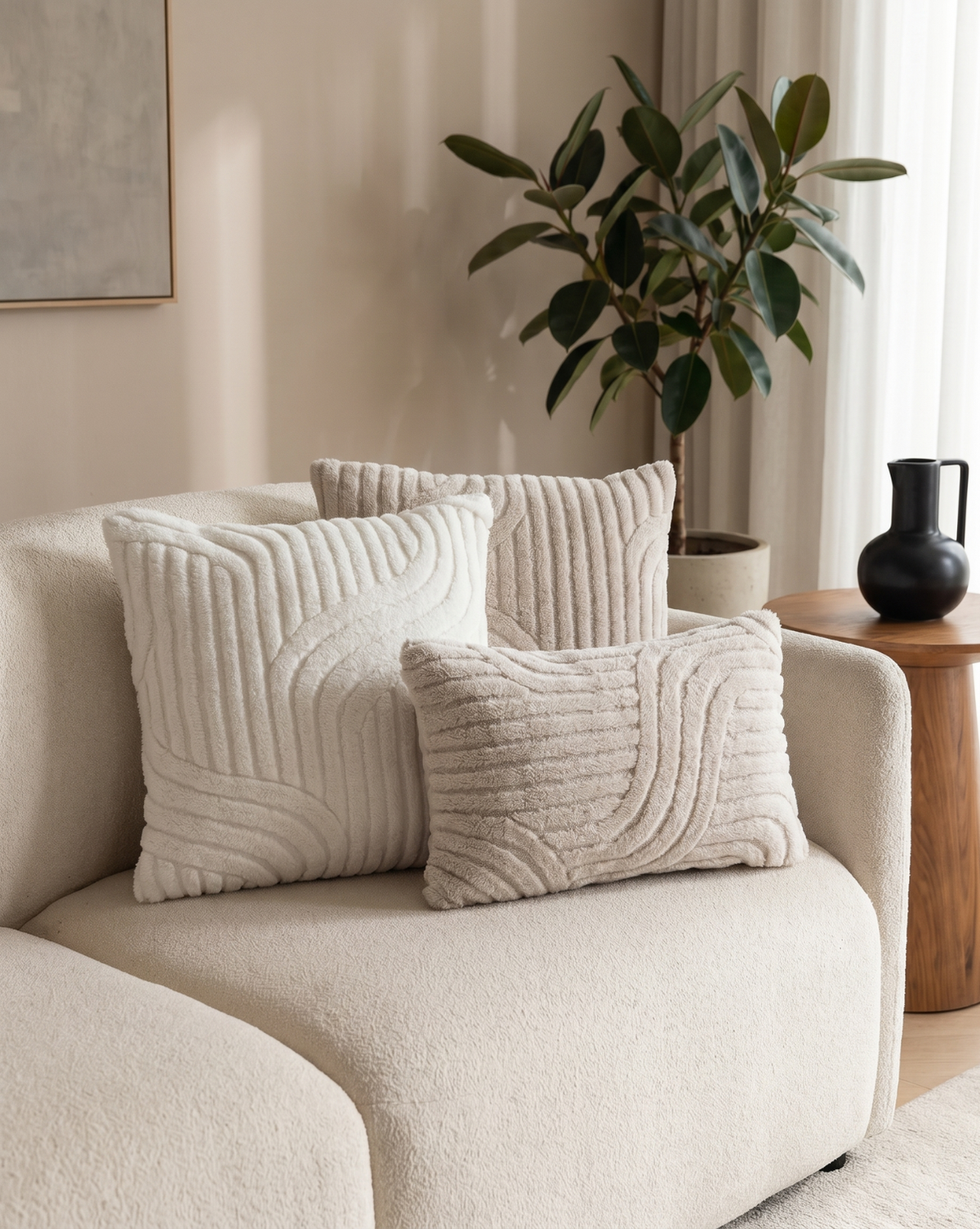 Boho Abstracte Kussenhoezen Set van 2 – Zachte Pluche Geometrisch Patroon | - Maison Roze