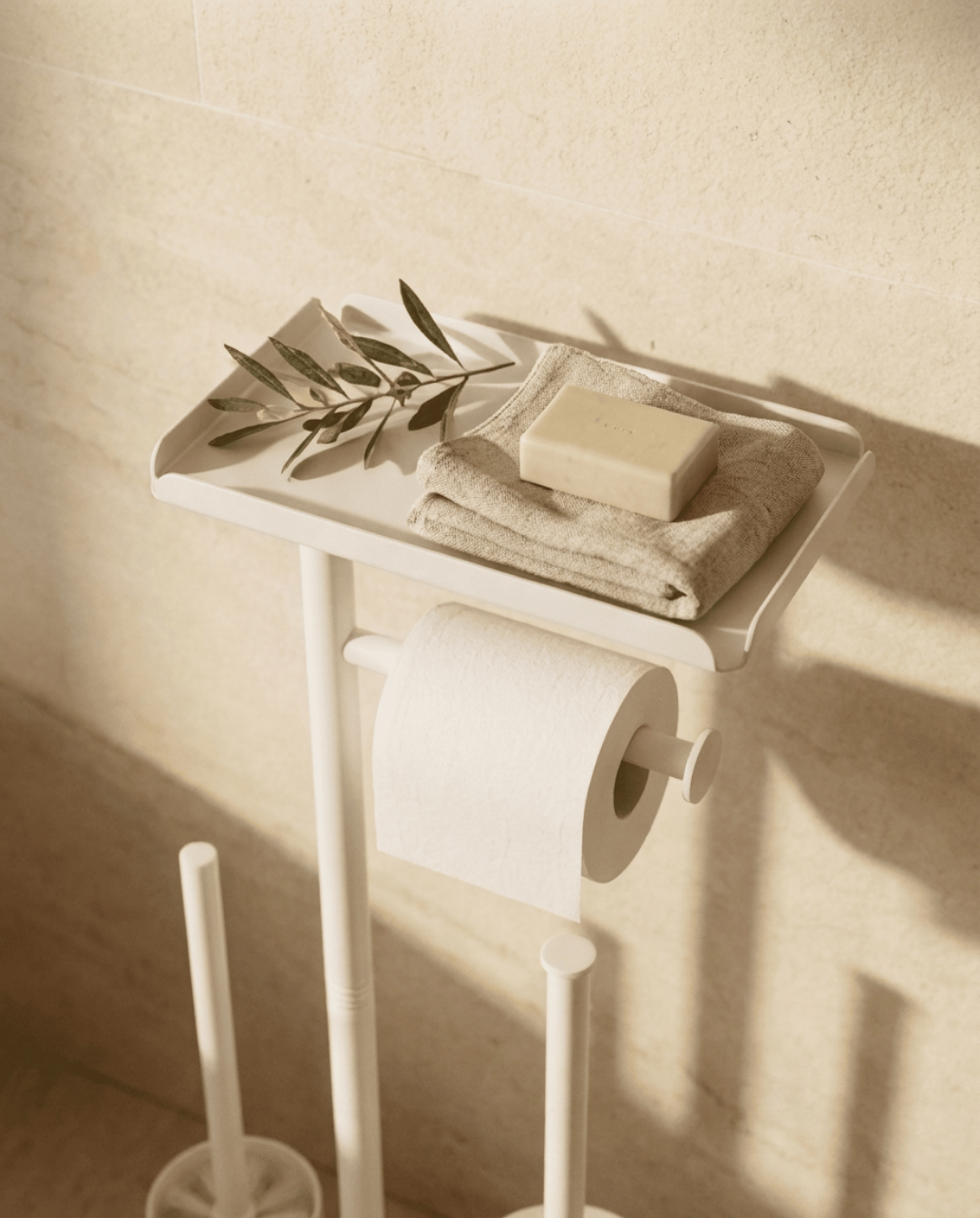 Toiletrolhouder Vrijstaand met Wc-borstel en Wc-rol Opslag Toiletrolbutler | - Maison Roze