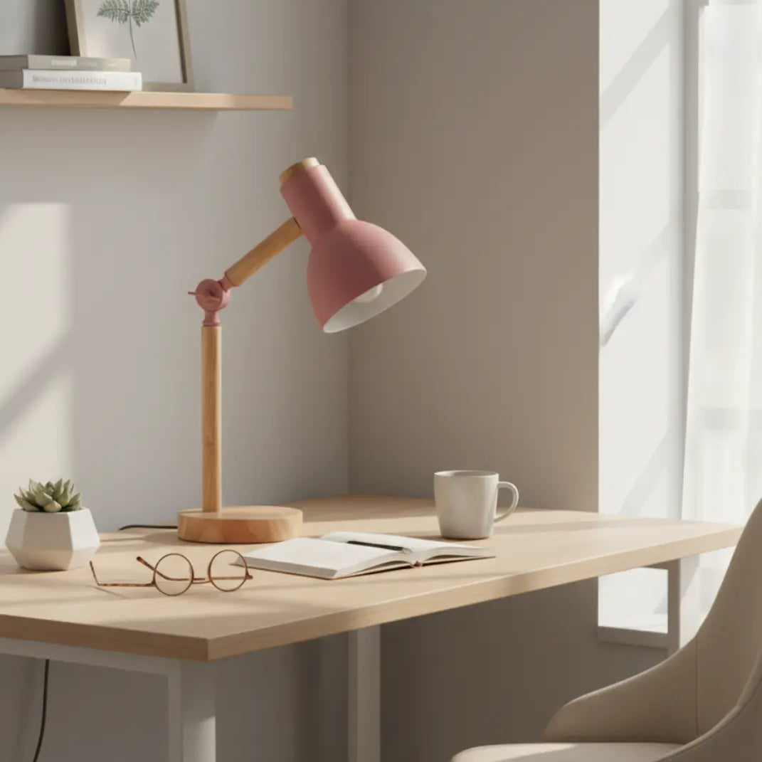 45cm Nordic Tafellamp – Scandinavisch Minimalistische Houten en Metalen Bureaulamp