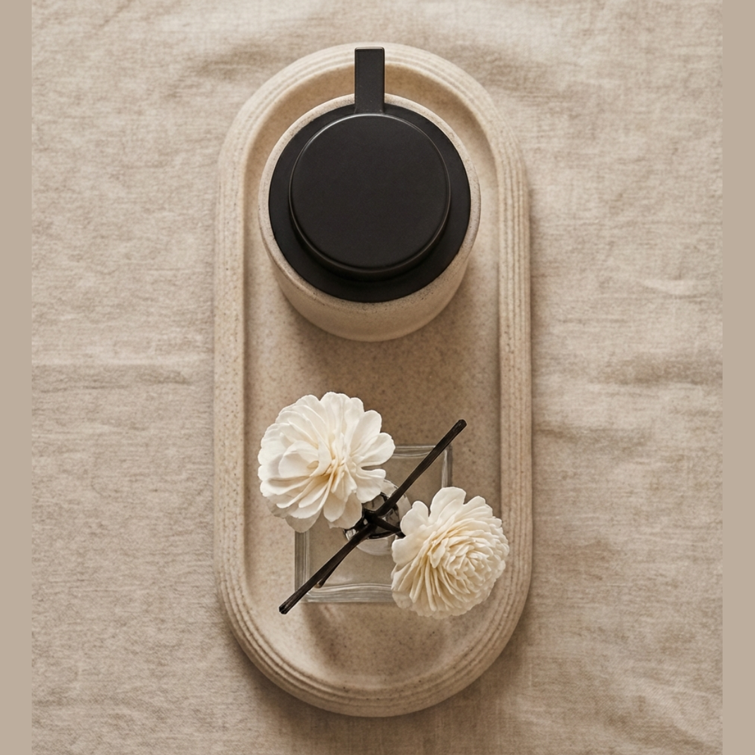 Maison Roze Ovale Badkamerschotel – Antislip Resin Organizer – Roestbestendig