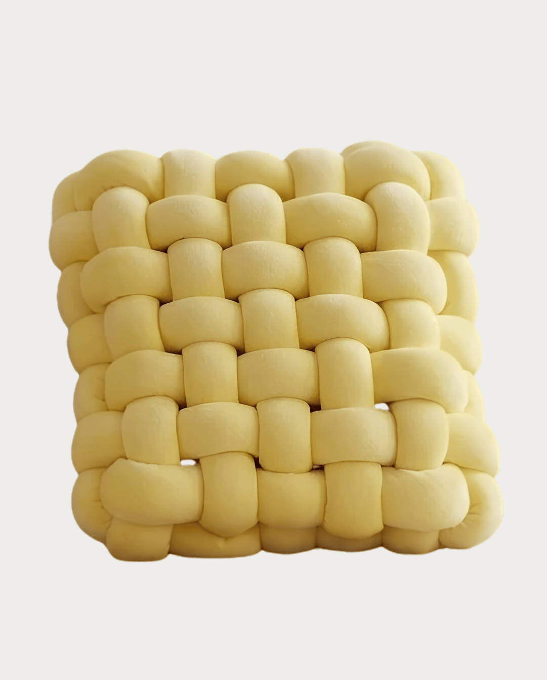 Knoopkussen Zacht Geometrisch Design Sierkussen Pluche, 30 x 30 cm | Geel - Maison Roze