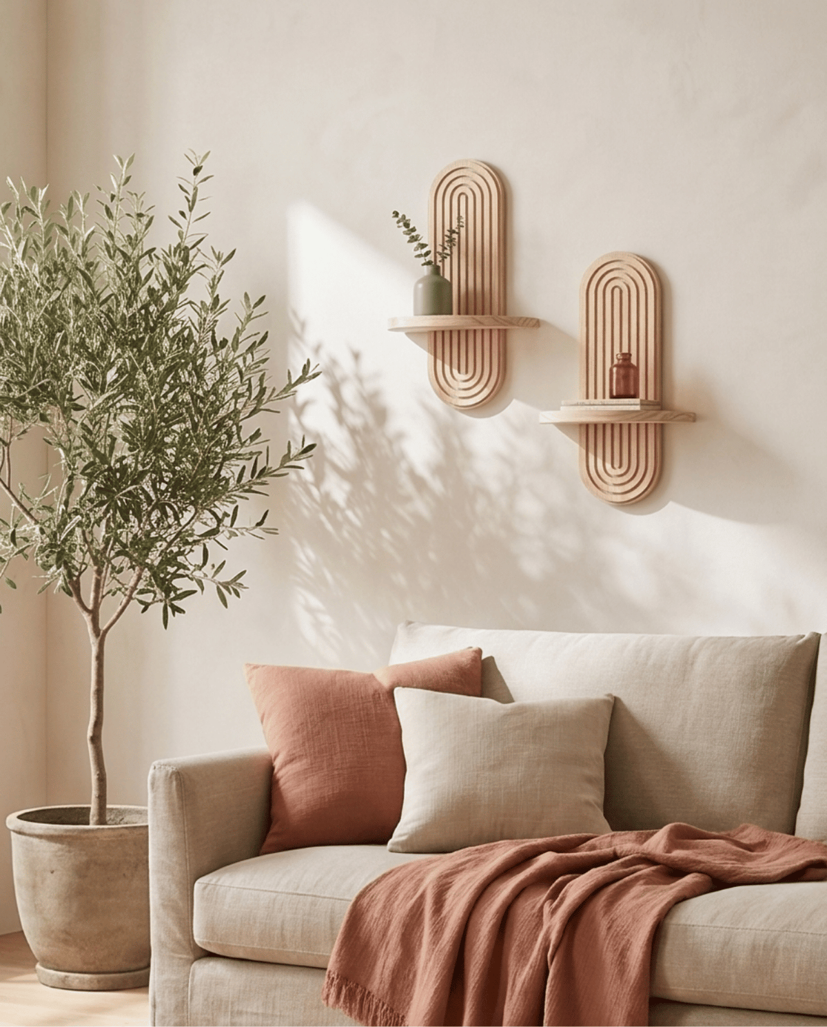 Cove Zwevende Wandplank Set Van 2 Boho Stijl, 30 cm | - Maison Roze