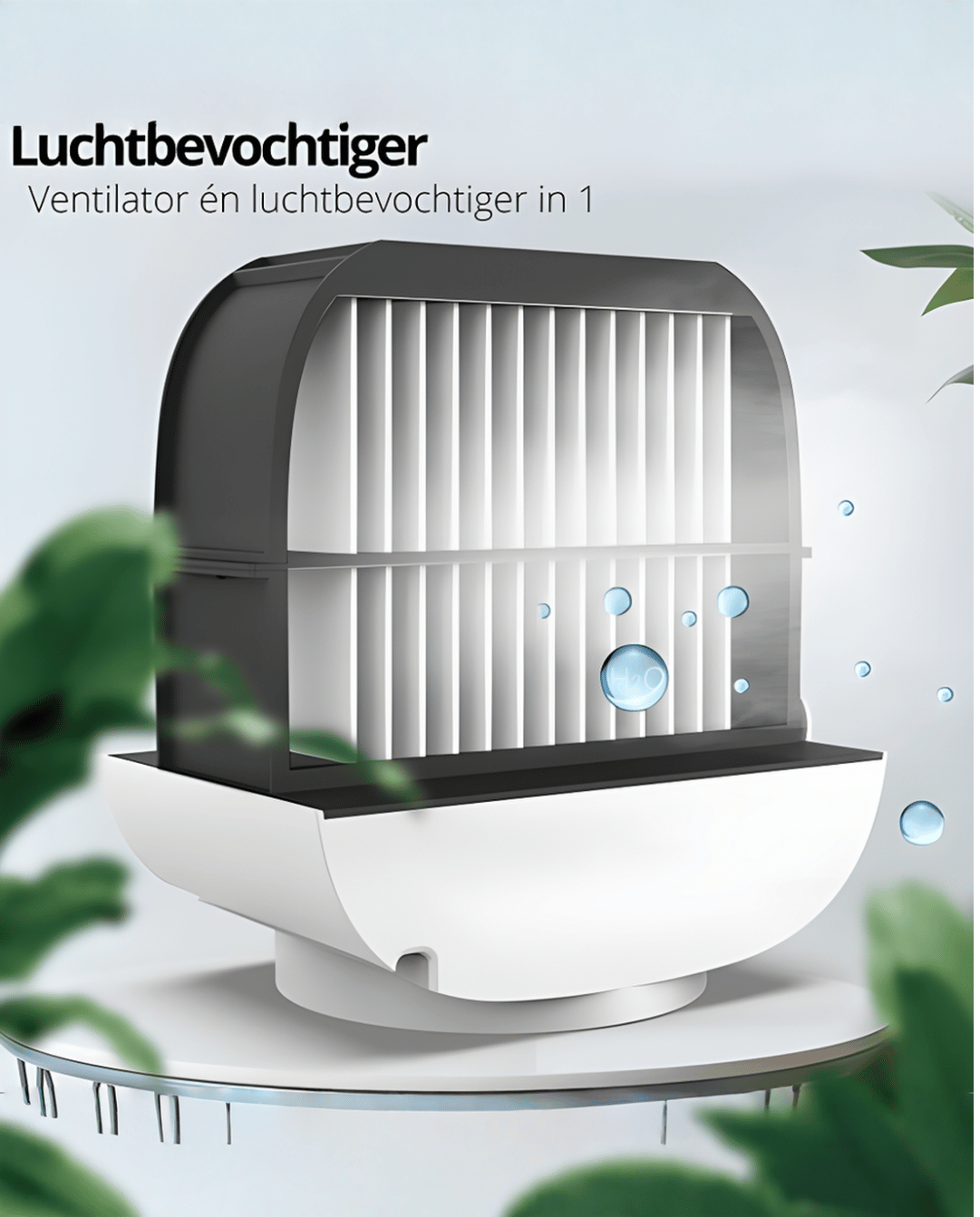Aron Luchtkoeler 2-in-1 met Luchtbevochtiger en LED-verlichting 16,6 cm | - Maison Roze