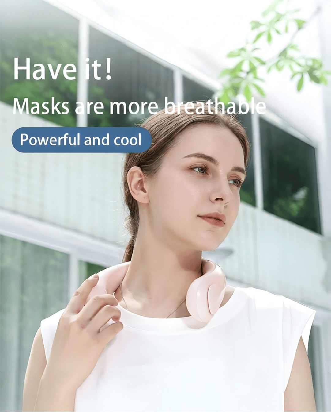 Nekventilator USB-oplaadbaar, Wit/Groen/Roze/Blauw | - Maison Roze