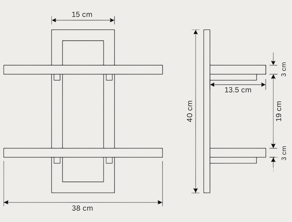 Wandplank 2-Laags – Houten Wandplank met Metalen Beugels