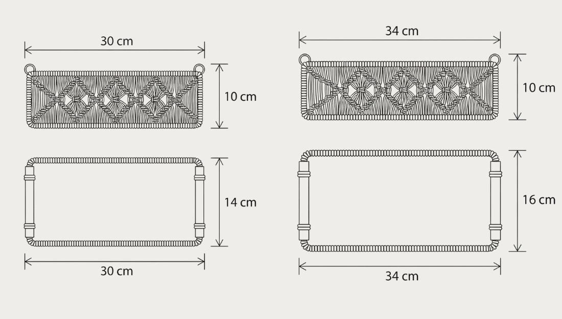 Boho Opbergmandjes Set (2 stuks) – Gevlochten Organizer met Houten Handvatten