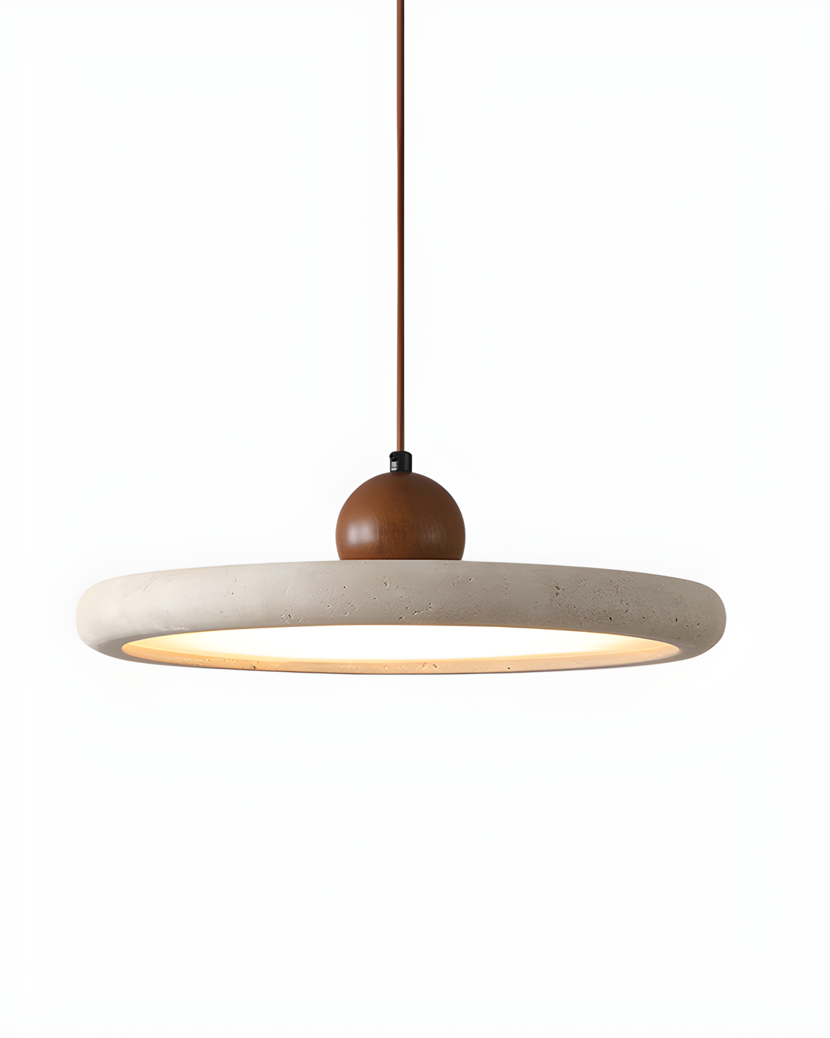 Elvora - Travertin hanglamp met walnoothout - Ø 30 cm | - Maison Roze