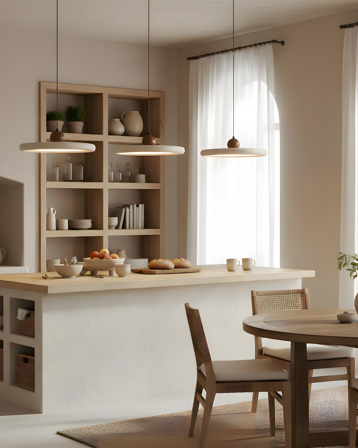 Elvora - Travertin hanglamp met walnoothout - Ø 30 cm | - Maison Roze