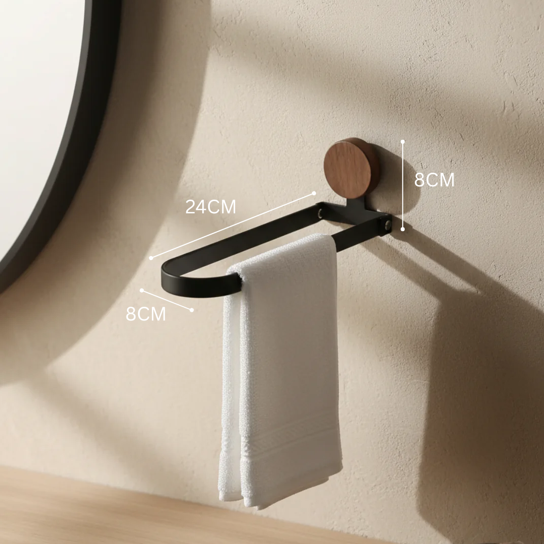 Walnoot Houten Handdoekrek – Wandbevestiging, Opvouwbaar Ontwerp – Geen Boren Nodig