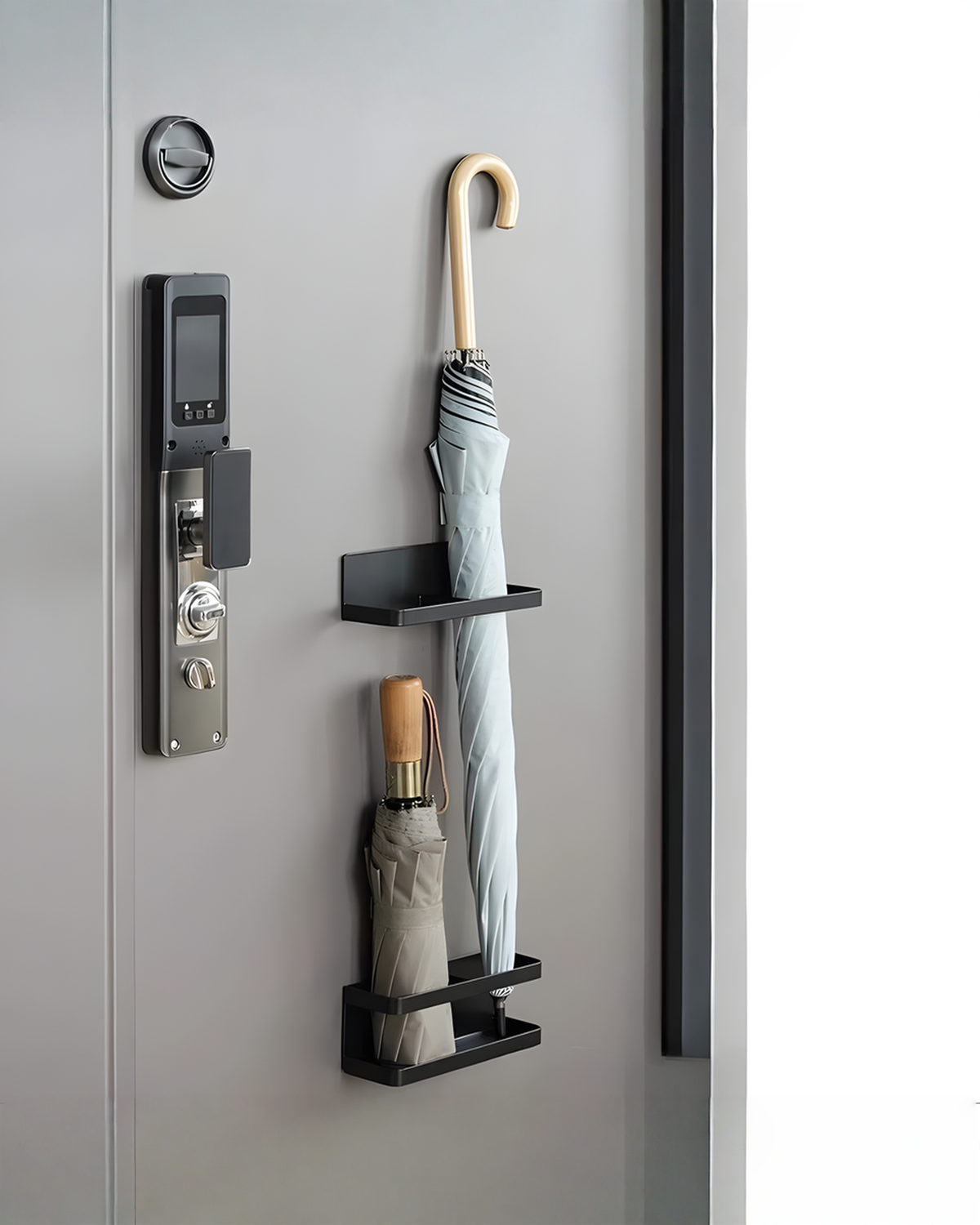 Paraplubak Wandmodel Zwart Metaal - Magnetische Paraplustandaard voor de Hal 20 cm | - Maison Roze