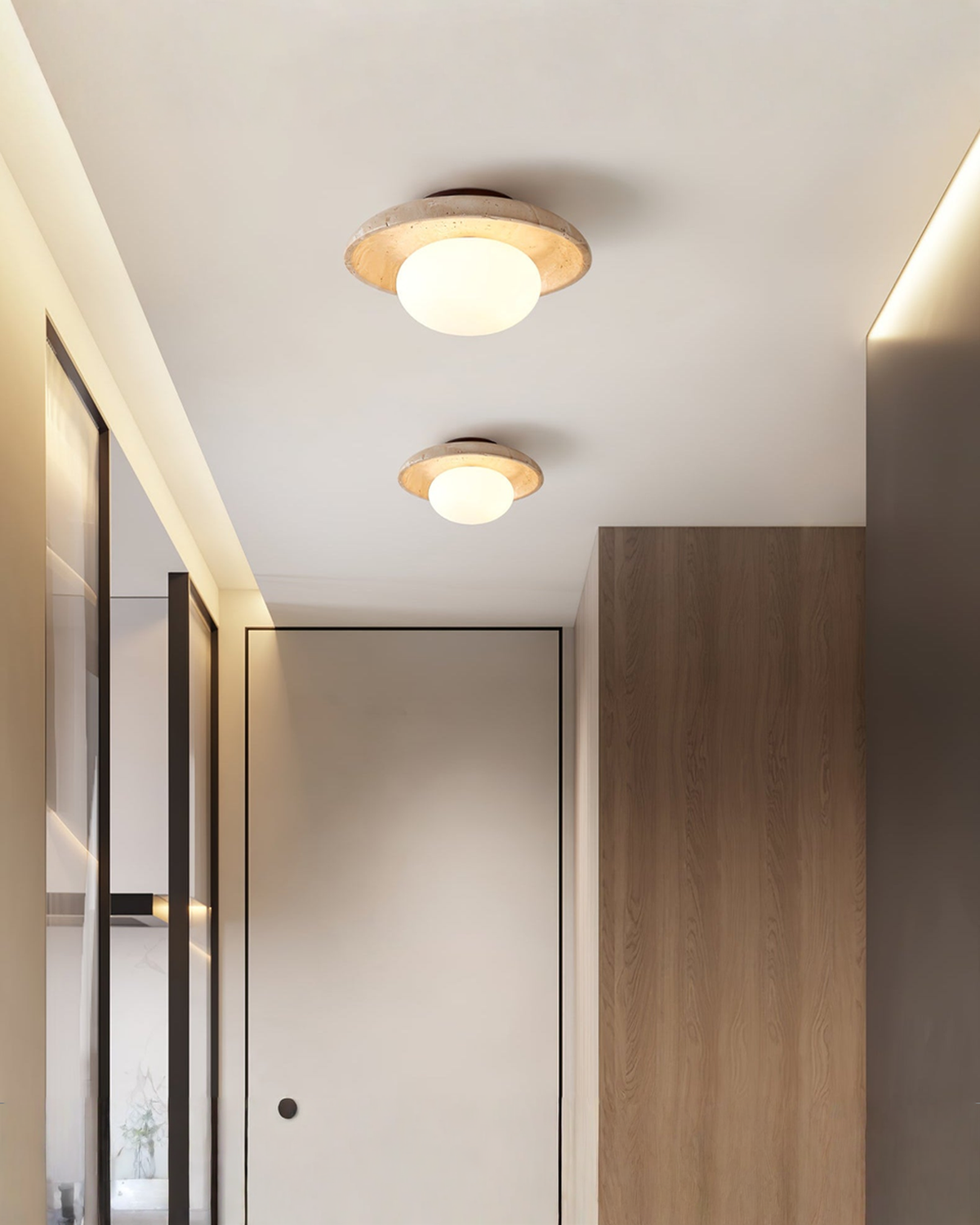 Lunaro - Ronde travertin wand- en plafondlamp | - Maison Roze