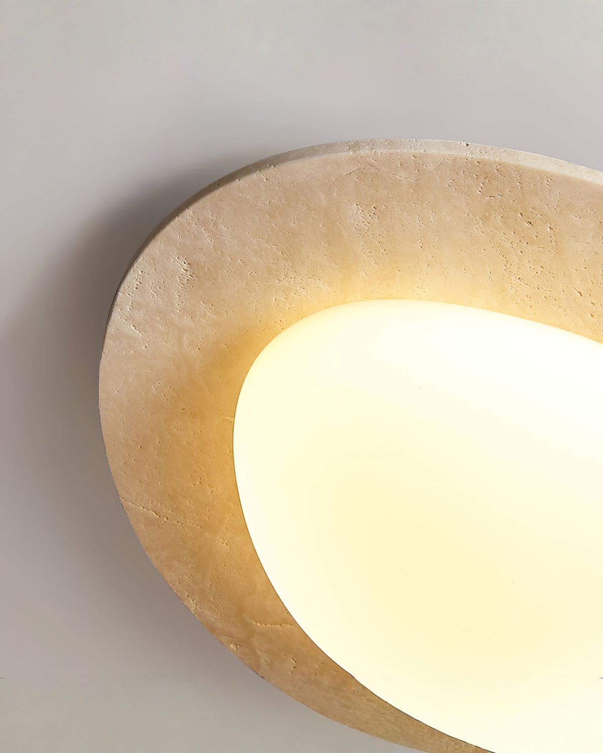 Ovale travertin plafondlamp - 32 x 29 cm | - Maison Roze