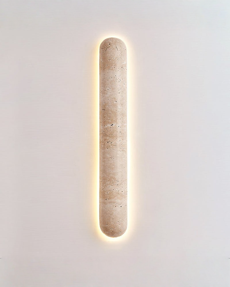 Liora - Pilvormige travertin wandlamp | Ø 8 x H 60 cm - Maison Roze