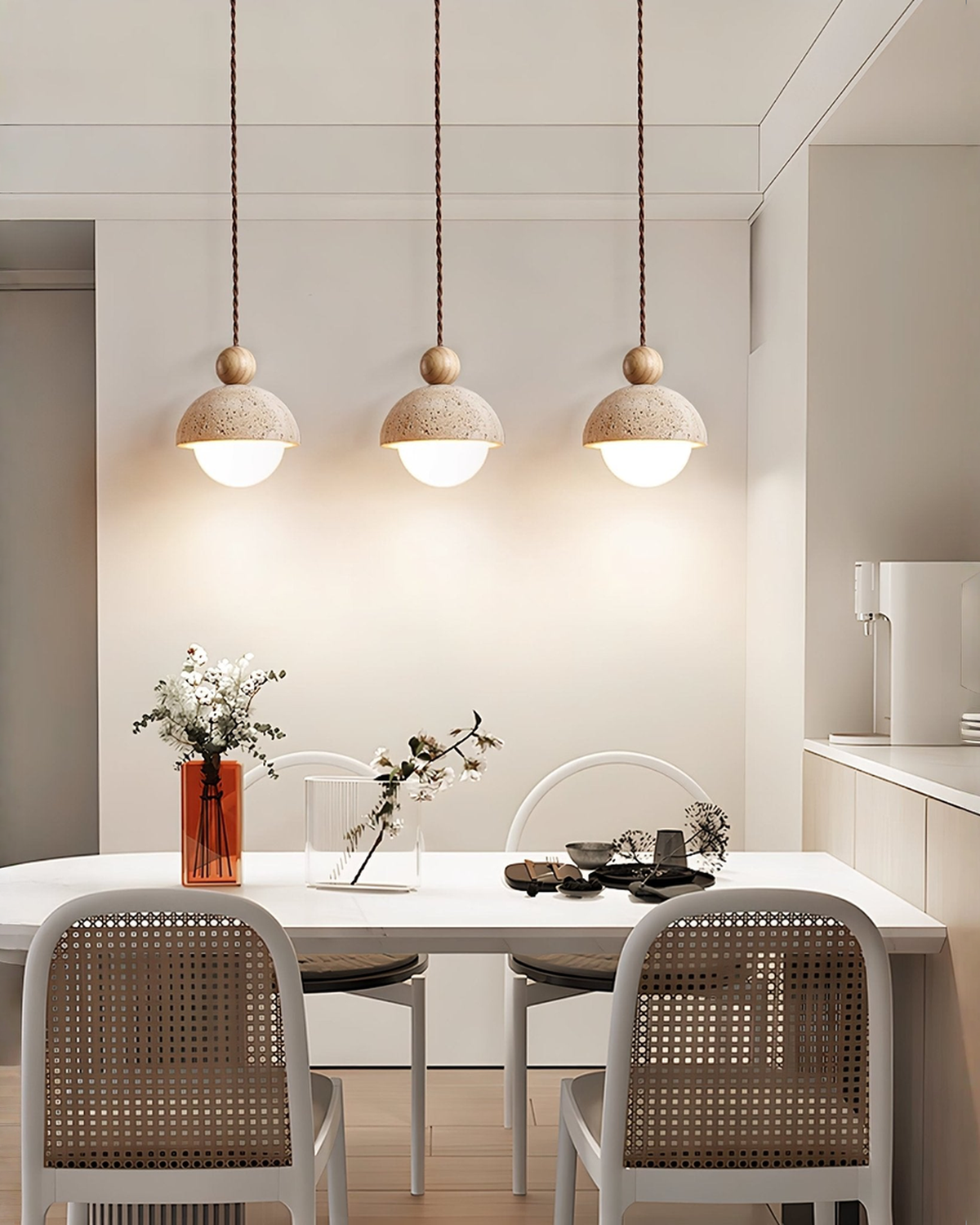 Niva - Hanglamp van travertin en hout | - Maison Roze