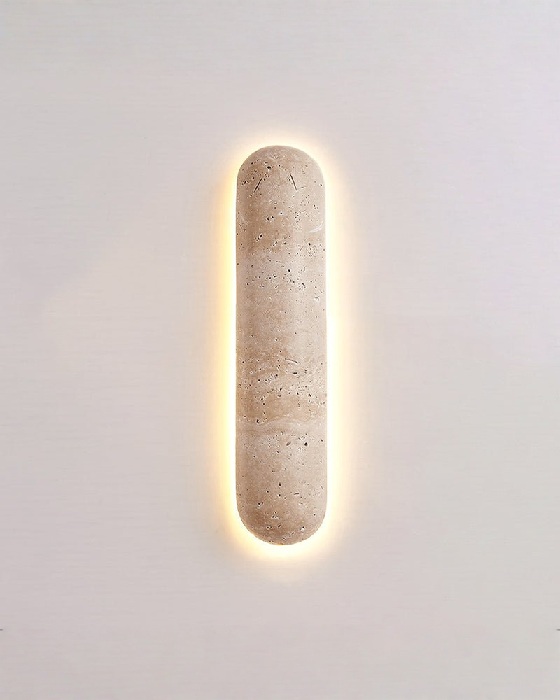 Liora - Pilvormige travertin wandlamp | Ø 8 x H 35 cm - Maison Roze