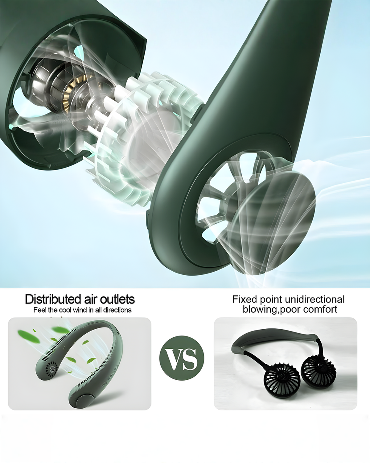 Nekventilator USB-oplaadbaar, Wit/Groen/Roze/Blauw | - Maison Roze