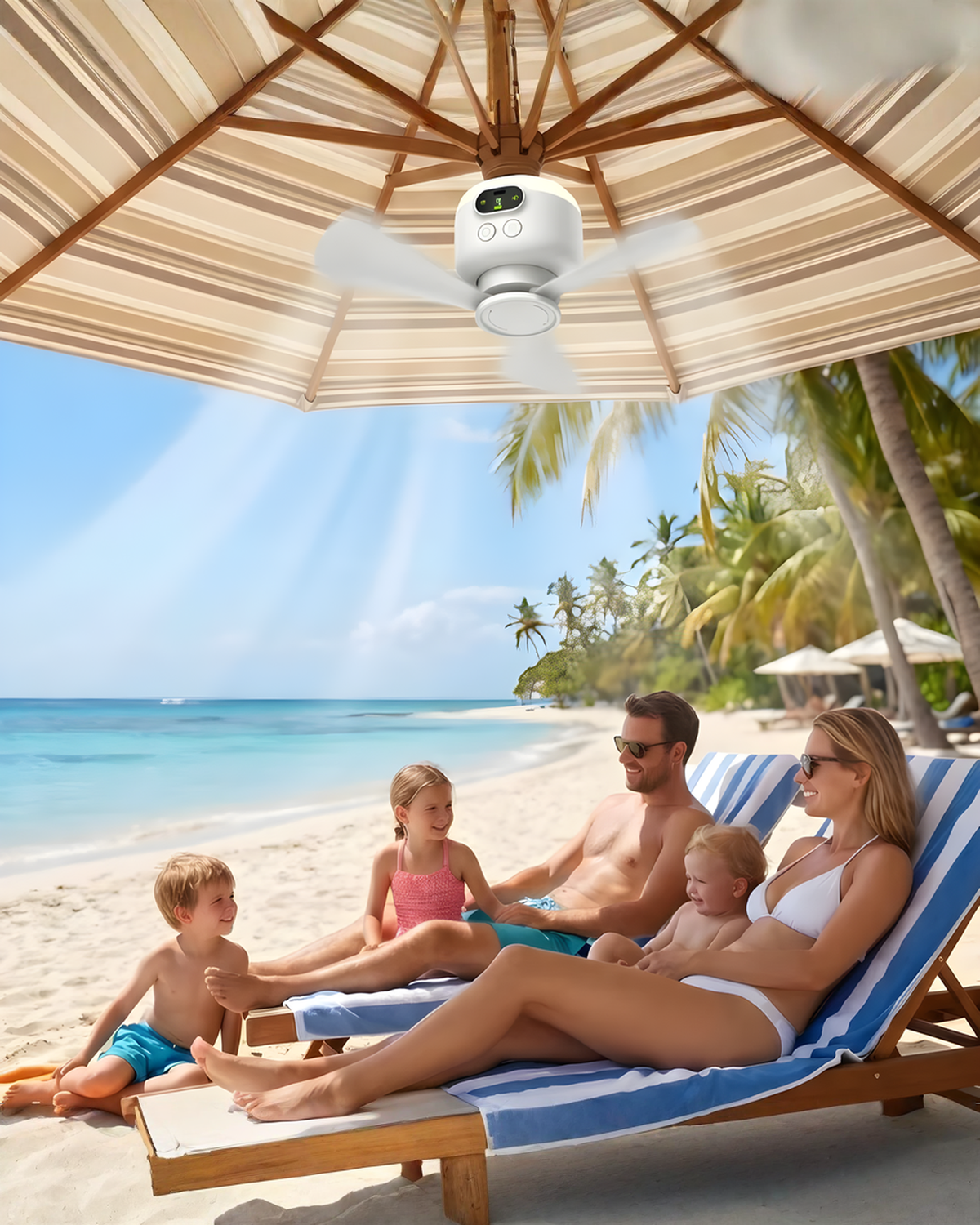Oplaadbare Hang Ventilator met LED-licht en Afstandsbediening - 8000 mAh - USB-C - Wit | - Maison Roze