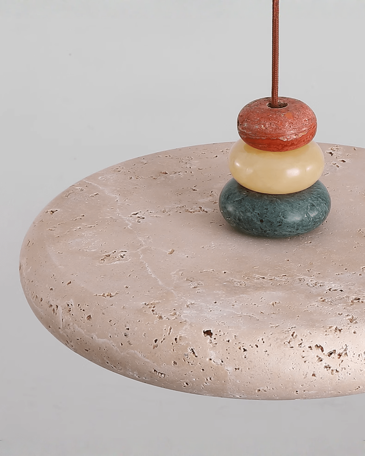 Dorelle - Schijfvormige travertin hanglamp | - Maison Roze