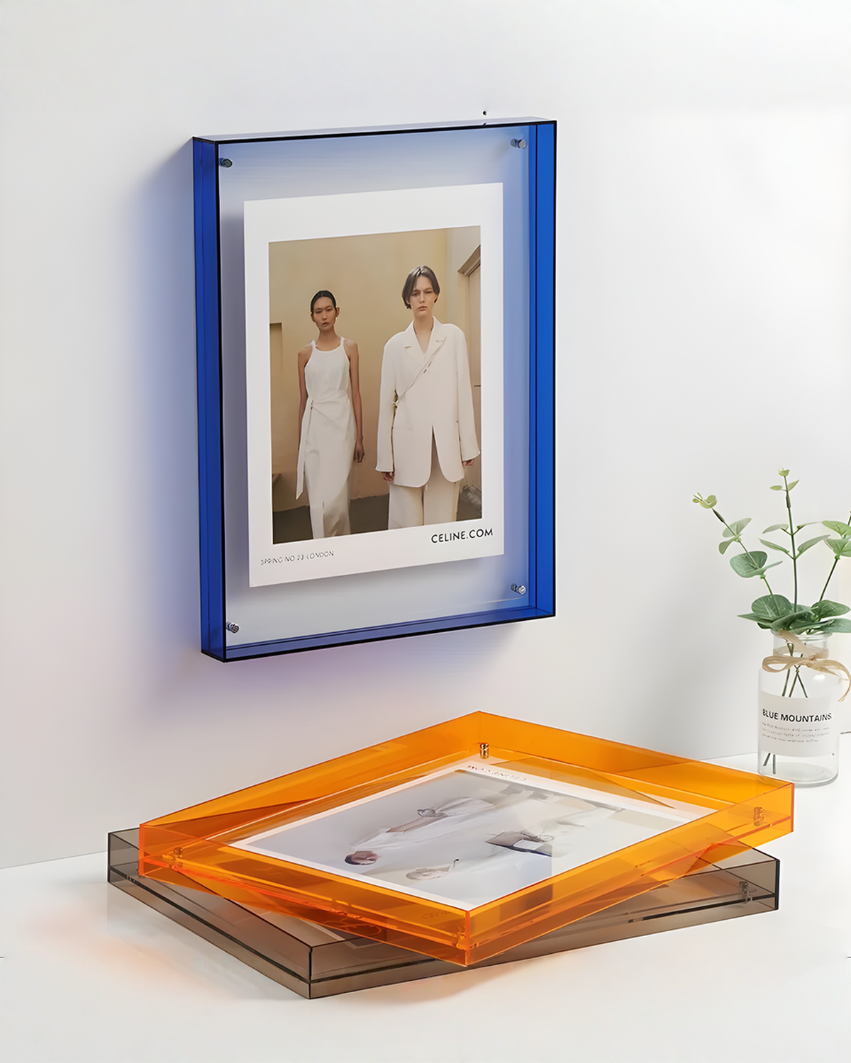 Zwevende Acryl Fotolijst, Transparant met Gekleurde Rand 15x19 / 21x30 cm | - Maison Roze