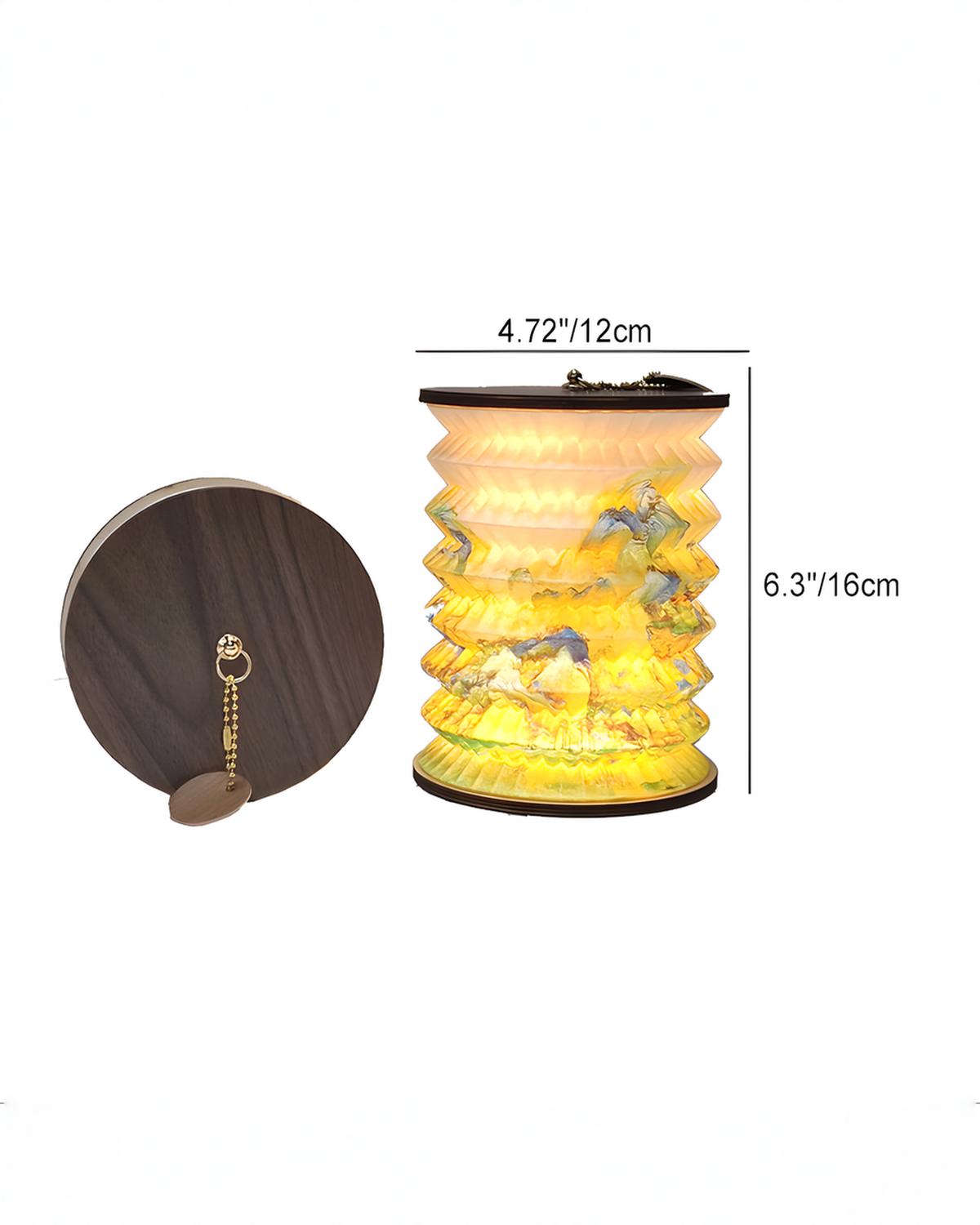 Opvouwbare papieren lampion tafellamp met Chinese print, 16 cm | - Maison Roze