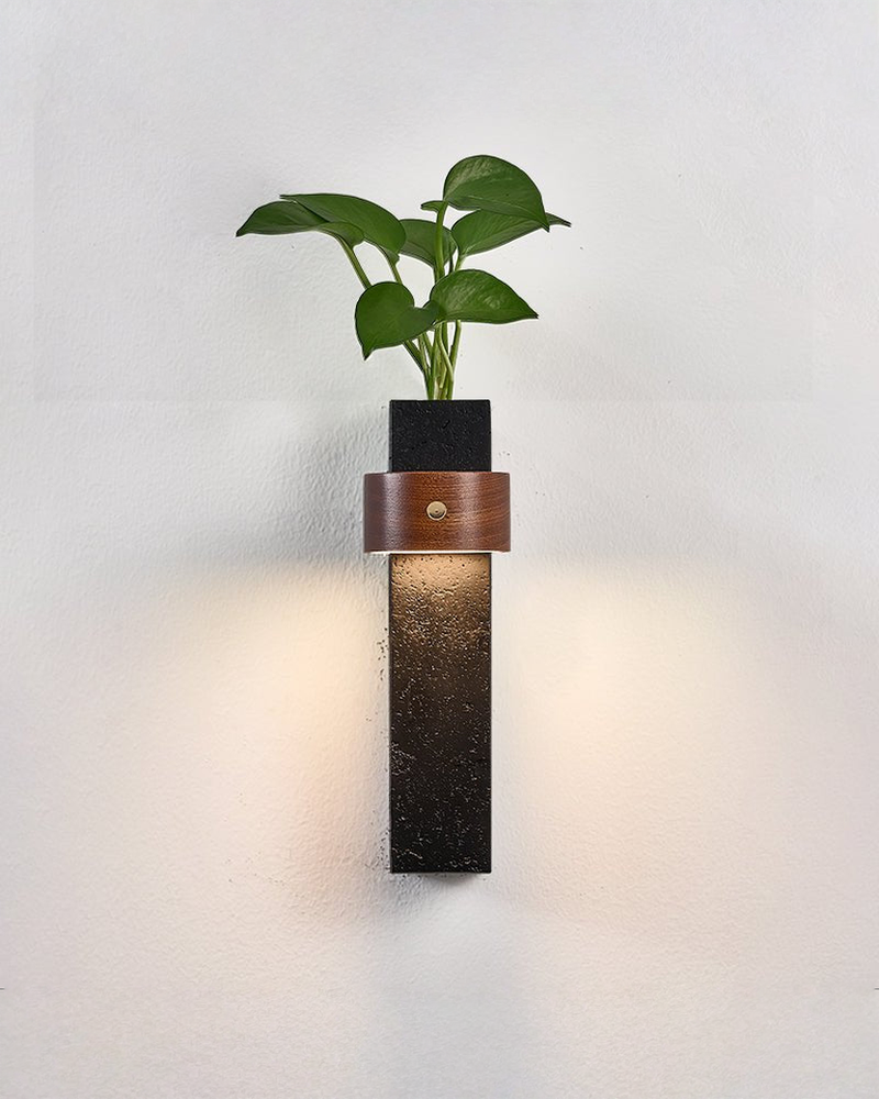 Verde - Oplaadbare zwarte travertin wandlamp | - Maison Roze