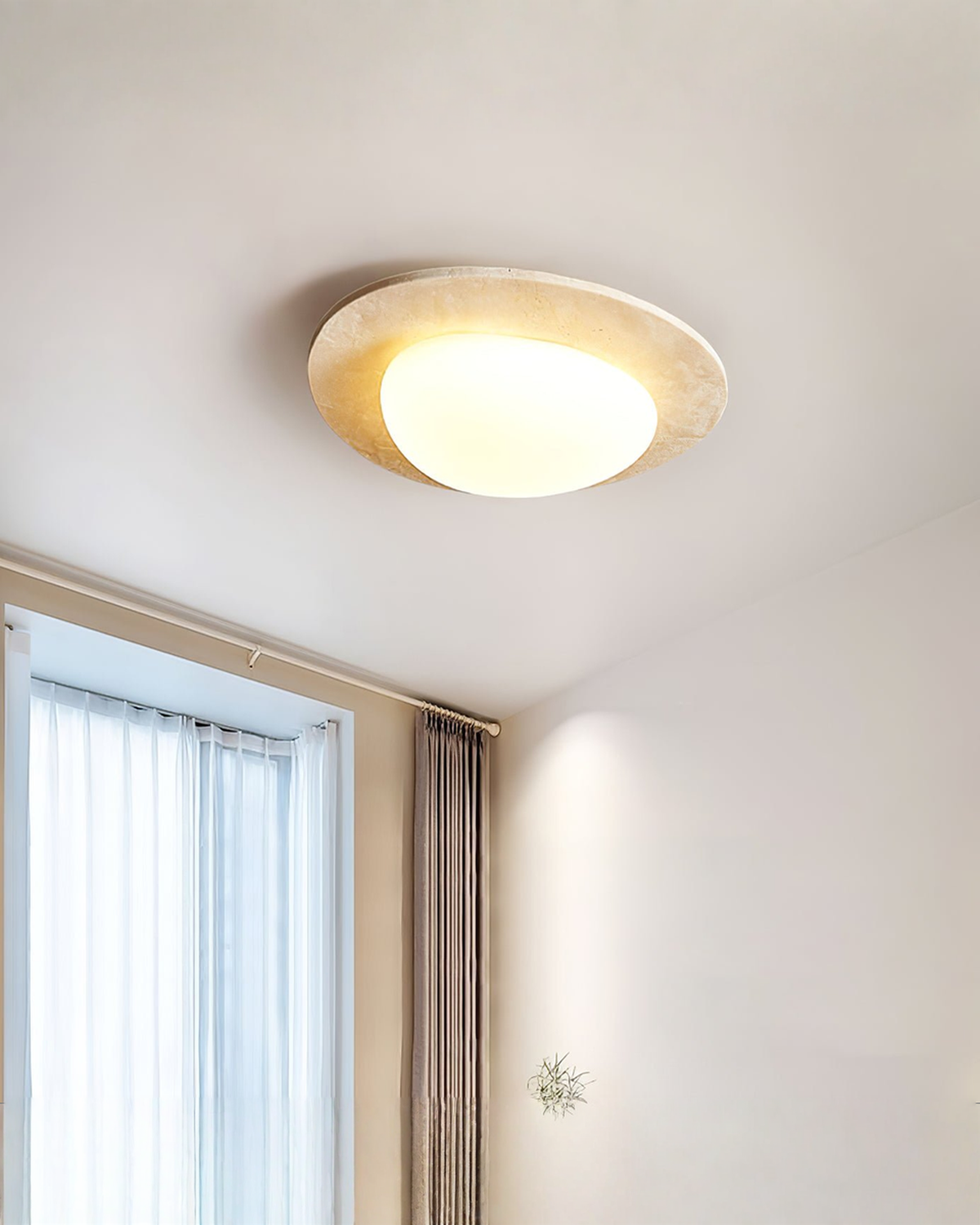 Ovale travertin plafondlamp - 32 x 29 cm | - Maison Roze