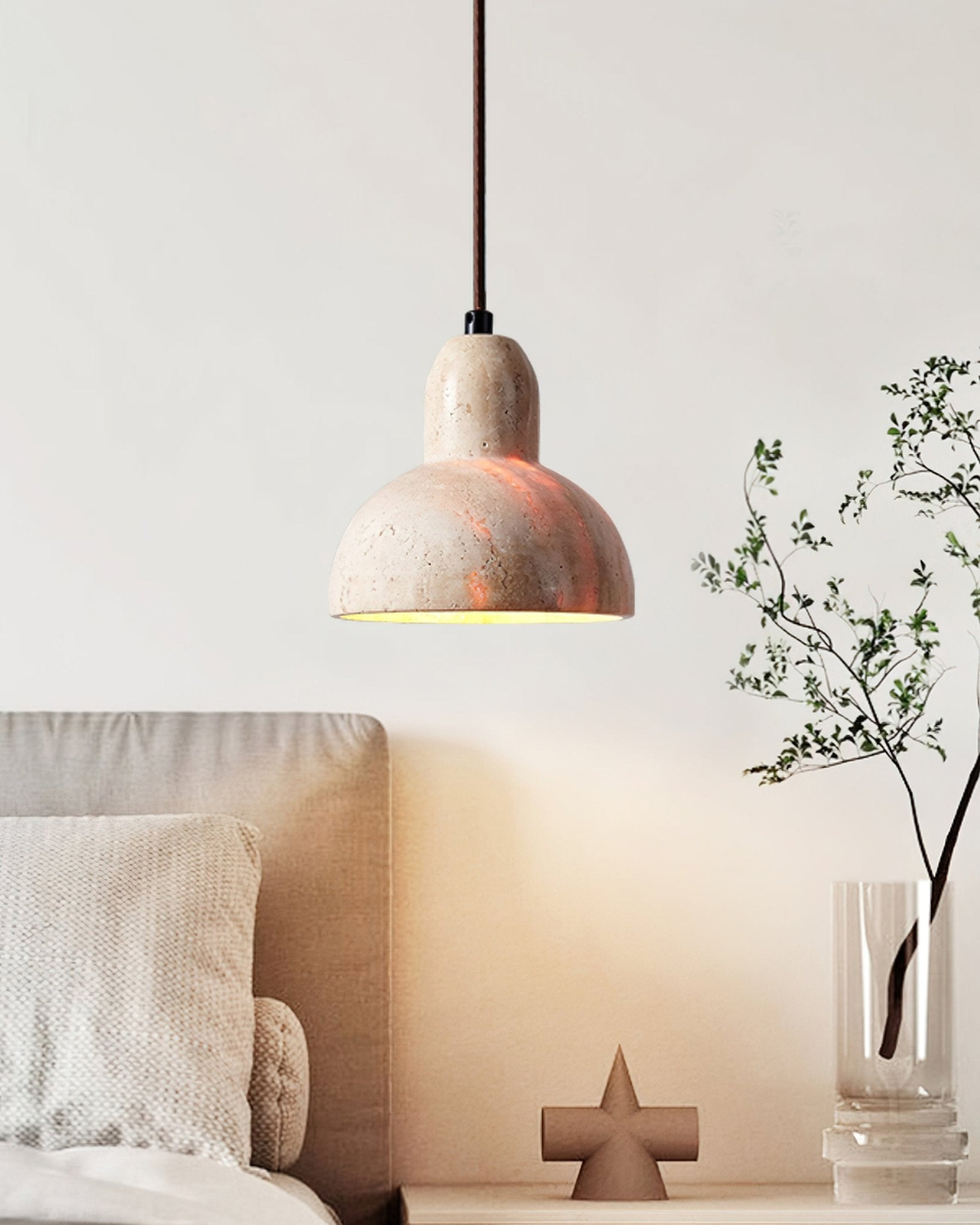 Terra Halo - Ronde travertin hanglamp | - Maison Roze