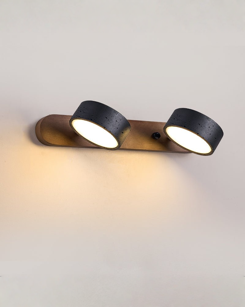 Zwarte travertin wandlamp met draaibare koppen - 2, 3 of 4 lampen | 2-lampen Warm wit - Maison Roze