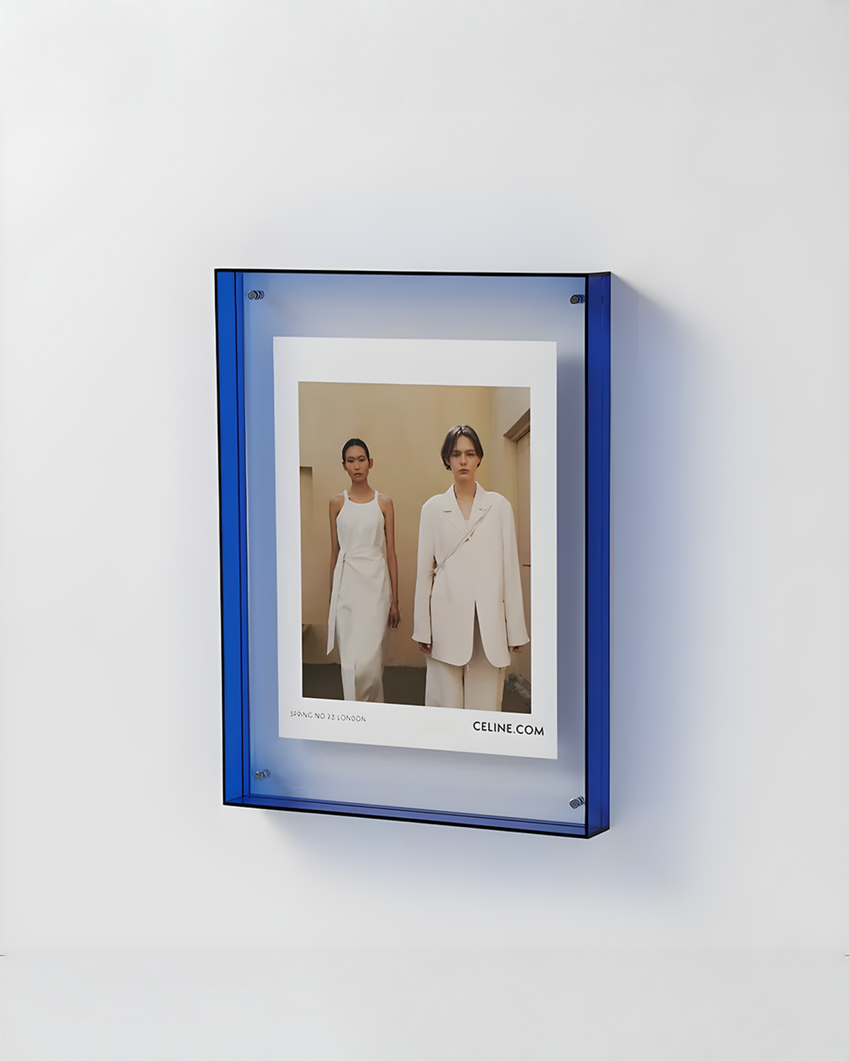 Zwevende Acryl Fotolijst, Transparant met Gekleurde Rand 15x19 / 21x30 cm | Blauw - Maison Roze