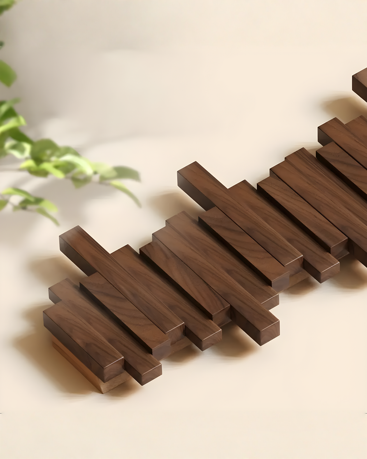 Houten wandkapstok met inklapbare magneethaken – beuken hout, 3 tot 10 haken | - Maison Roze