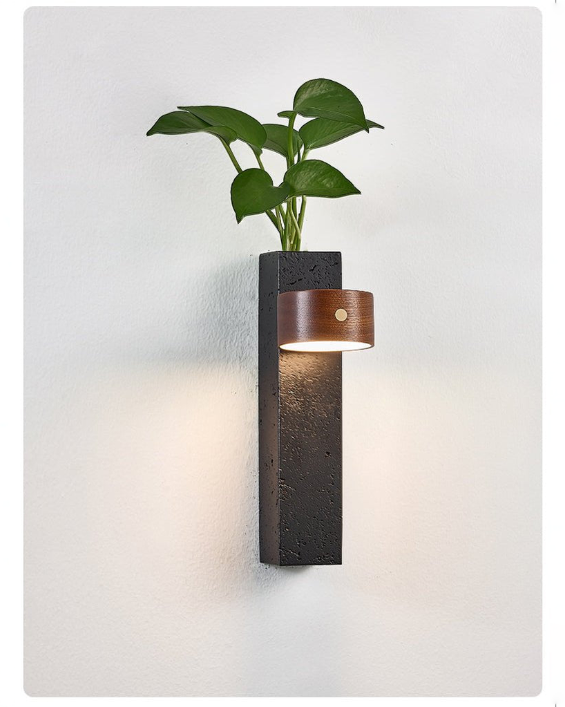 Verde - Oplaadbare zwarte travertin wandlamp | - Maison Roze
