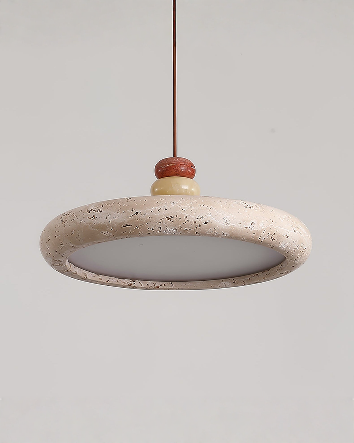 Dorelle - Schijfvormige travertin hanglamp | - Maison Roze
