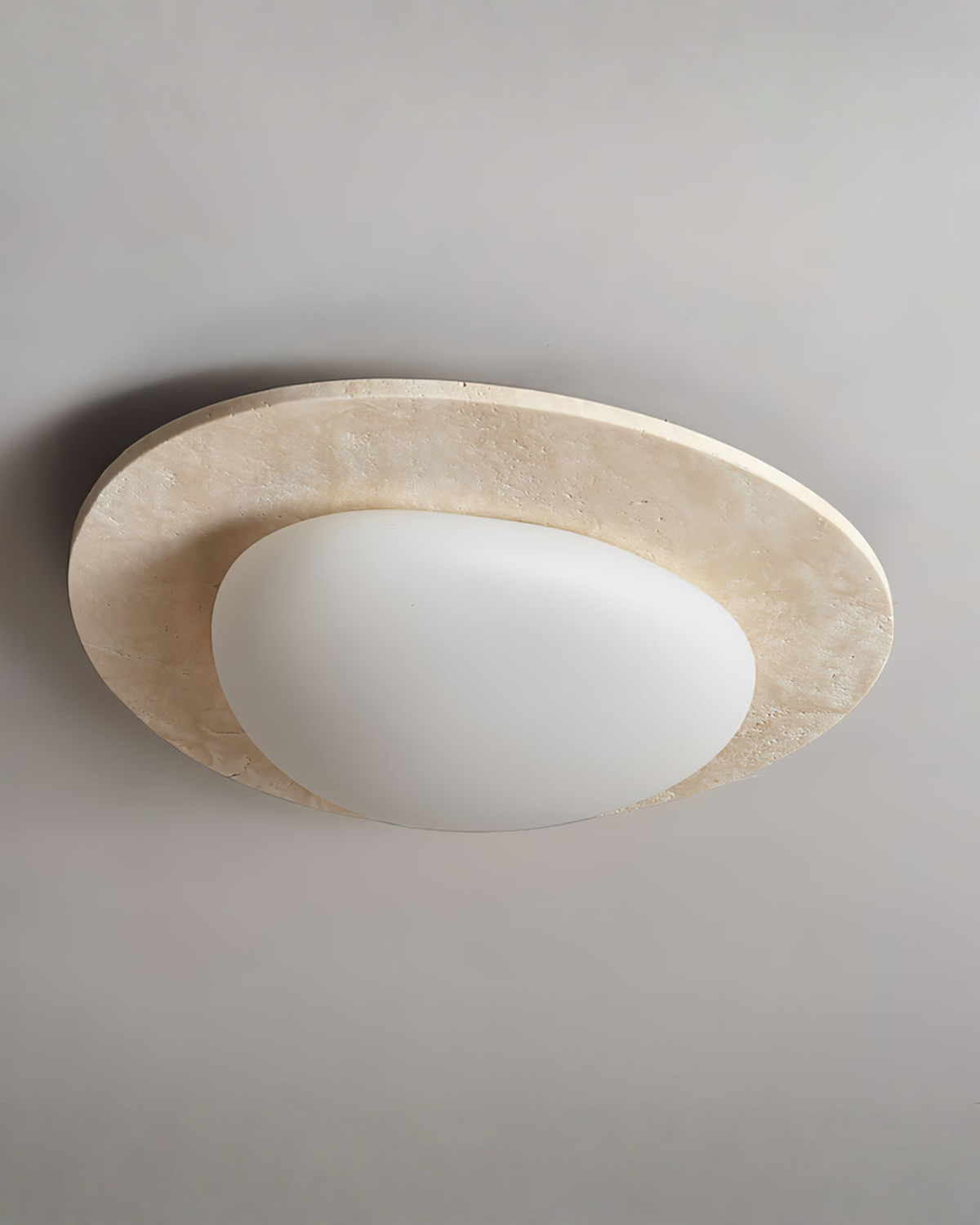 Ovale travertin plafondlamp - 32 x 29 cm | - Maison Roze