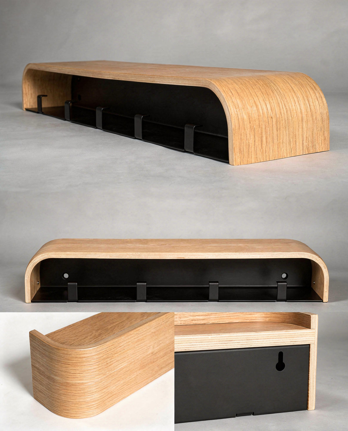 Wandkapstok met plank hout – detail plank en nerf