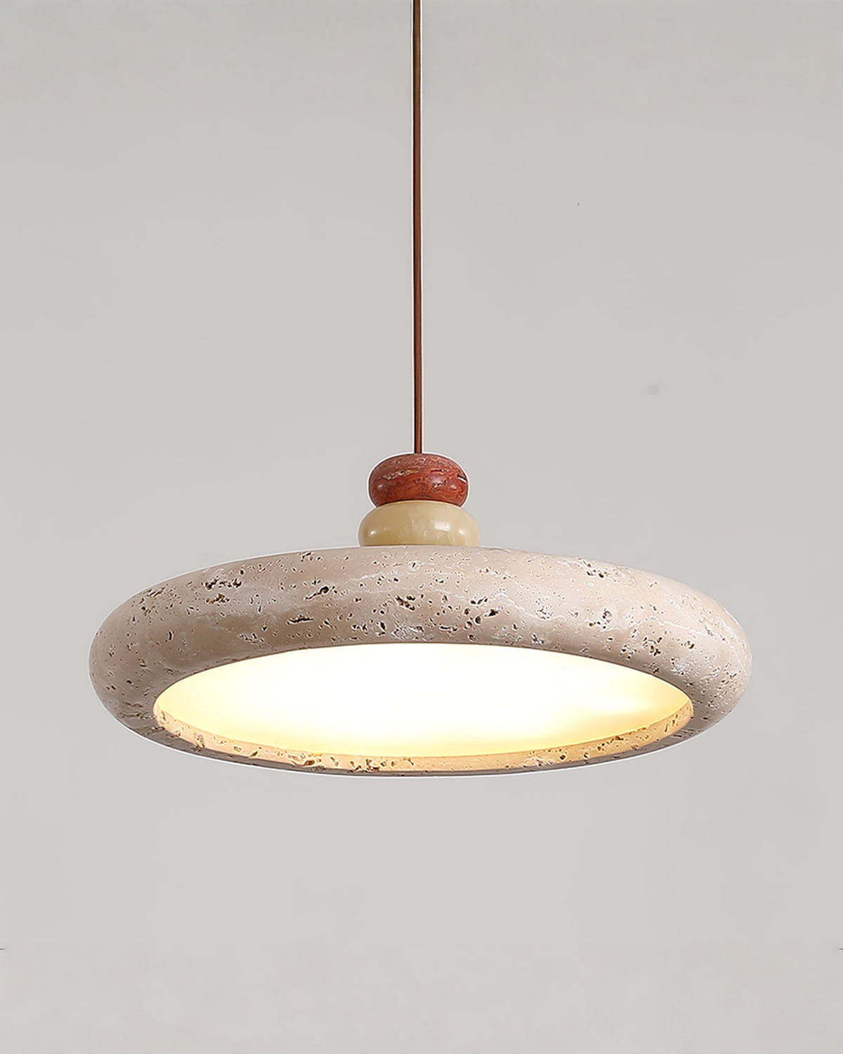 Dorelle - Schijfvormige travertin hanglamp | - Maison Roze