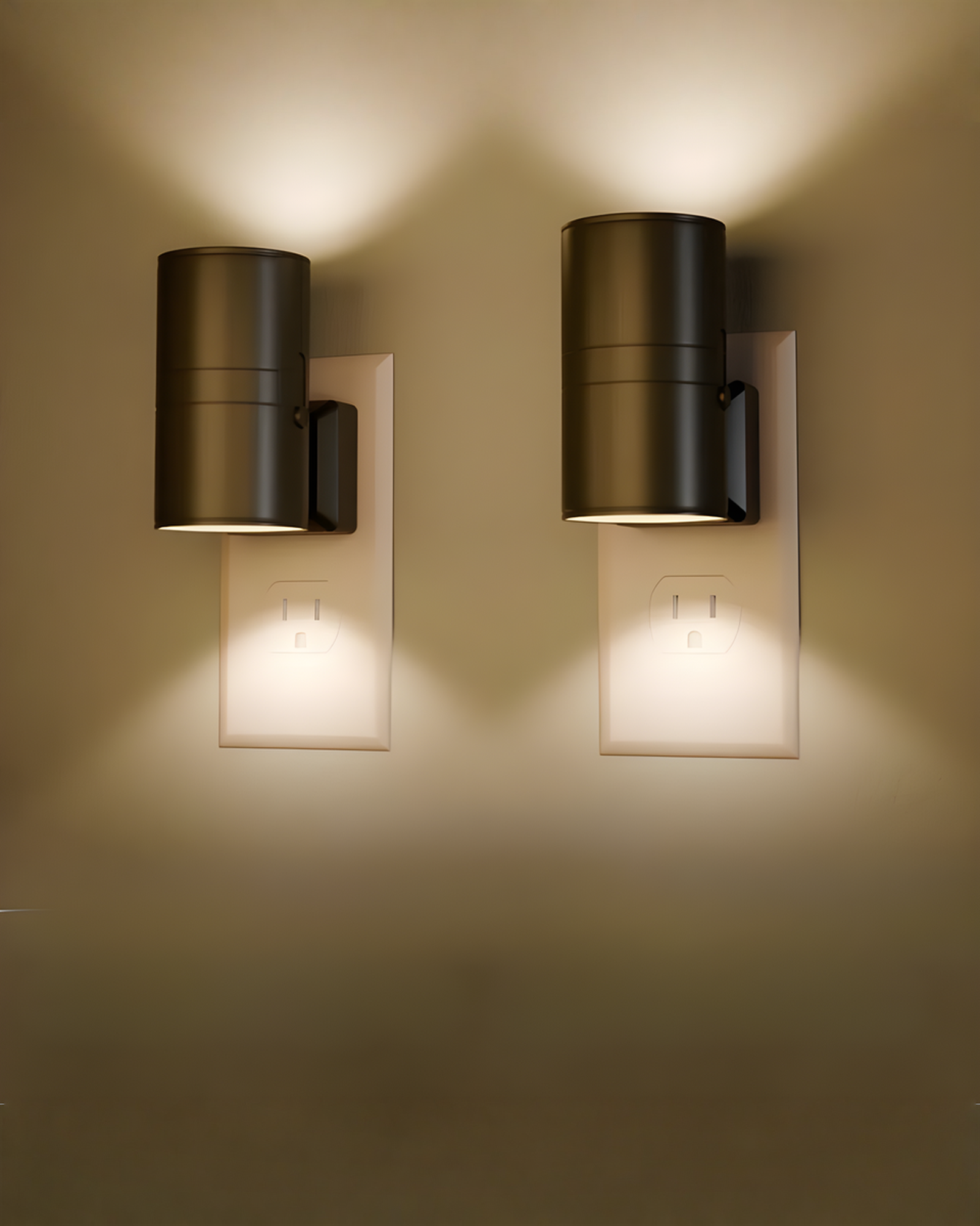 Dimbaar Nachtlampje voor Stopcontact - Multikleur LED Nachtlicht Modern, Set van 2 | Zwart Set van 2 - Maison Roze