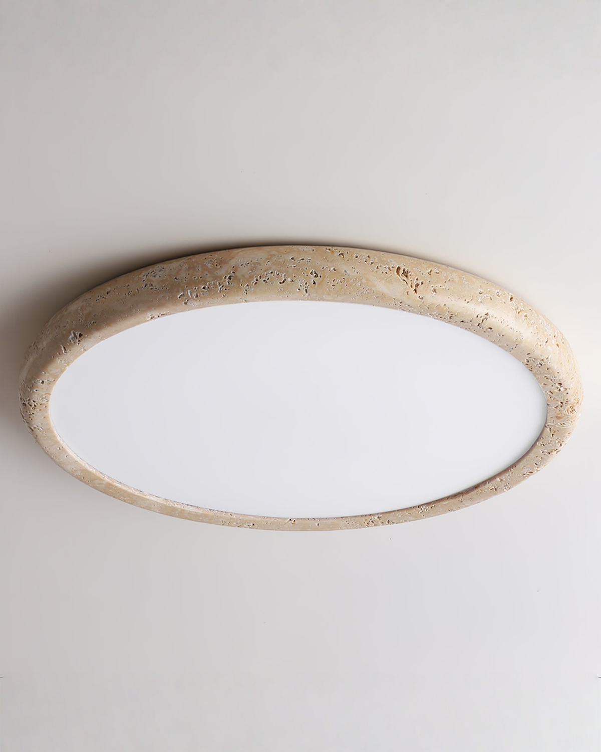 Solis Horizon - Schijfvormige travertin plafondlamp | - Maison Roze