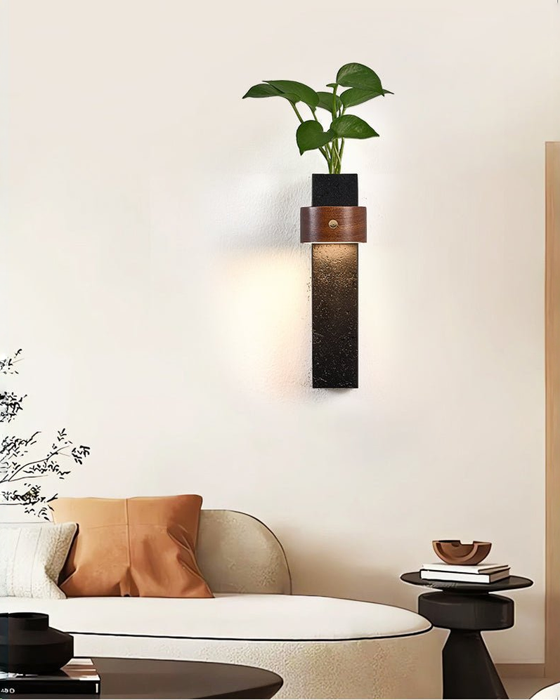 Verde - Oplaadbare zwarte travertin wandlamp | - Maison Roze