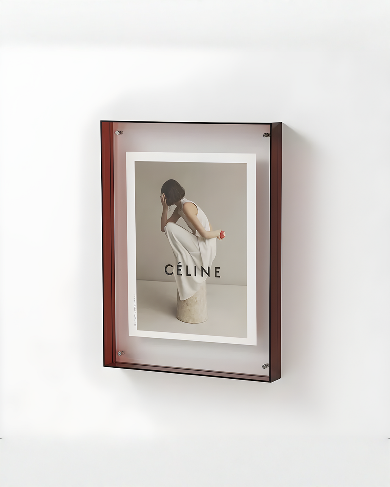 Zwevende Acryl Fotolijst, Transparant met Gekleurde Rand 15x19 / 21x30 cm | Bruin - Maison Roze
