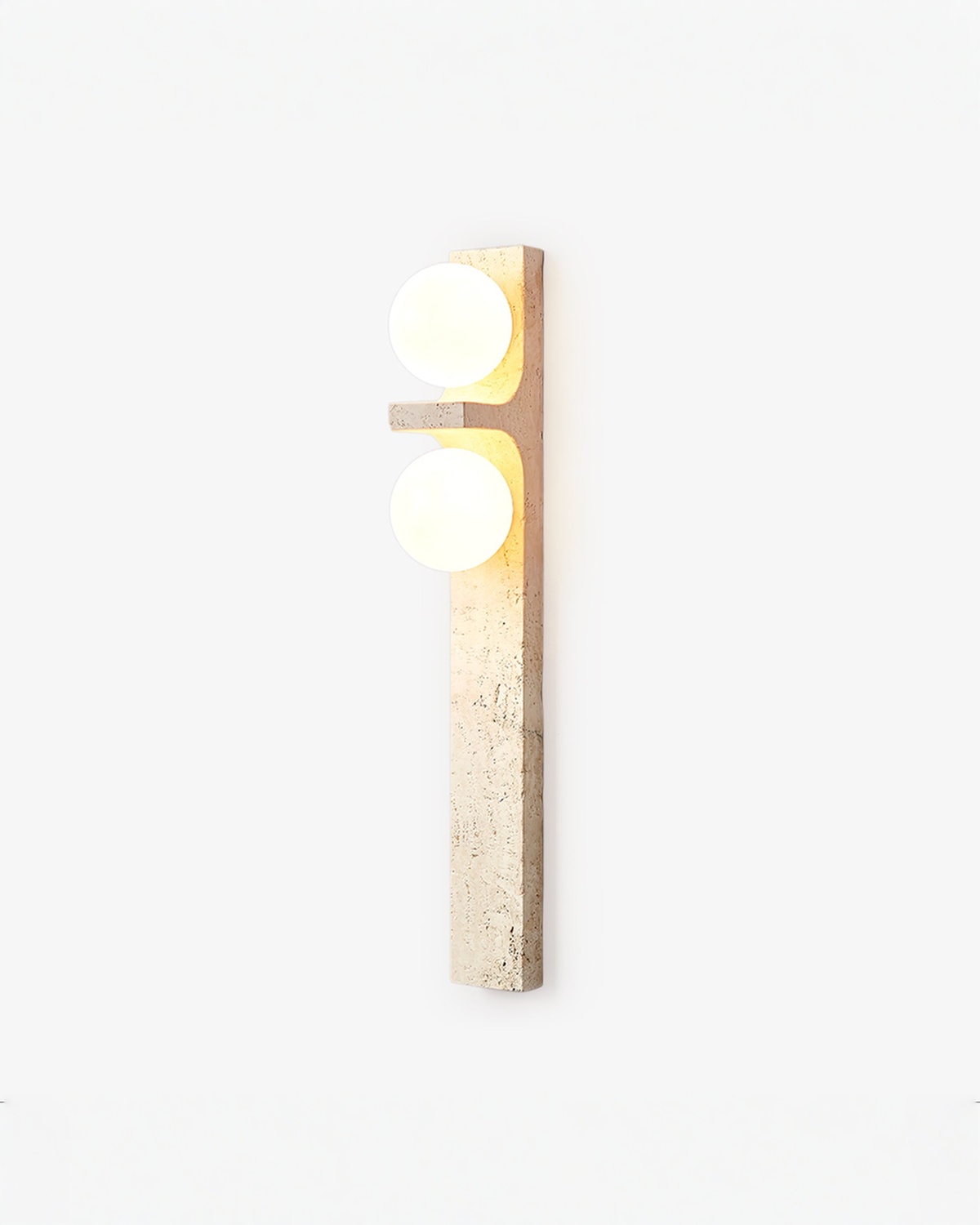Travertin wandlamp met 2 glazen bollen - 50 cm | - Maison Roze