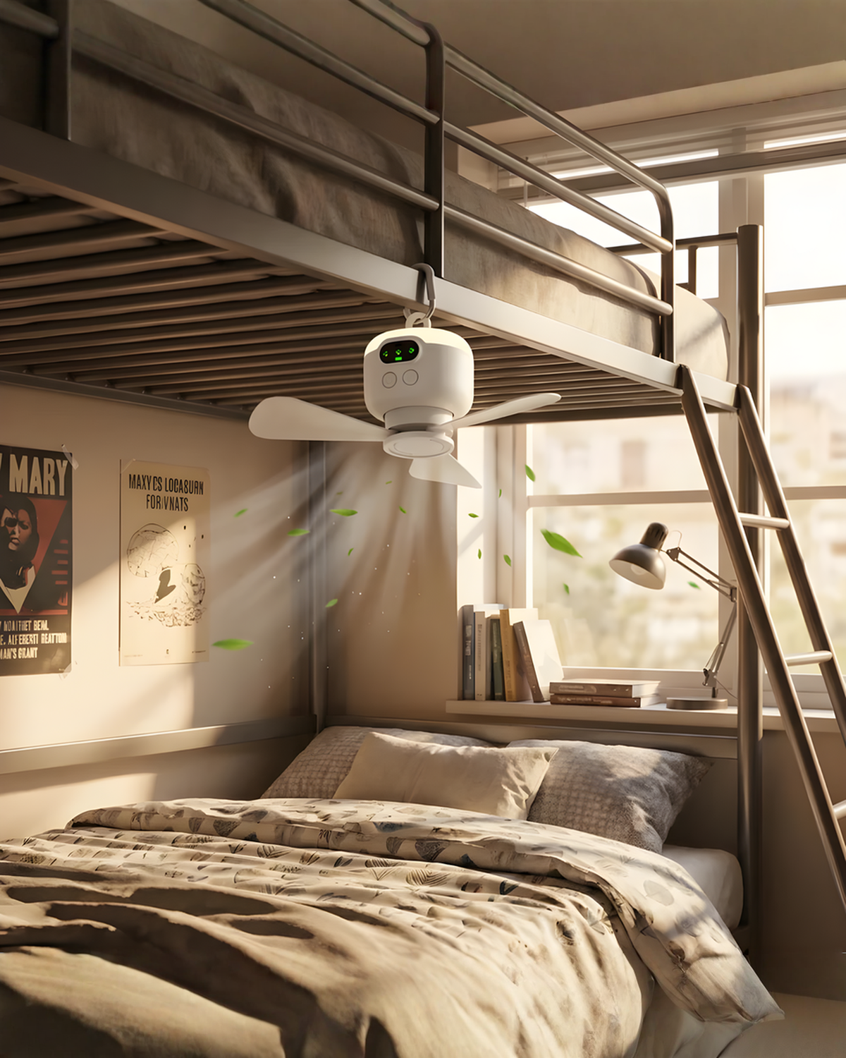 Oplaadbare Hang Ventilator met LED-licht en Afstandsbediening - 8000 mAh - USB-C - Wit | - Maison Roze