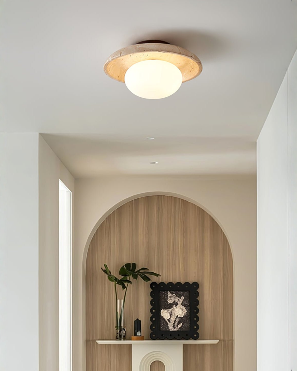 Lunaro - Ronde travertin wand- en plafondlamp | - Maison Roze