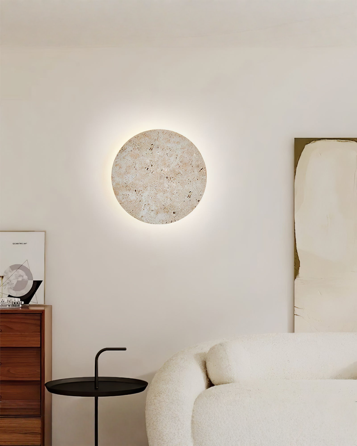 Circle - Ronde travertin wandlamp met indirect licht | - Maison Roze