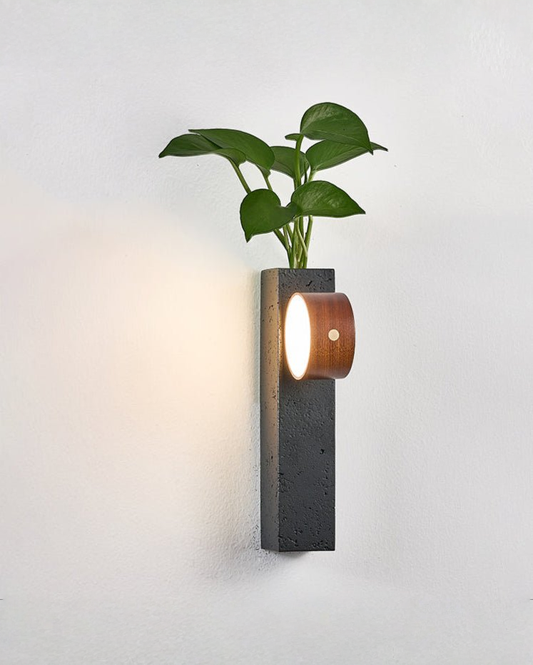 Verde - Oplaadbare zwarte travertin wandlamp | - Maison Roze